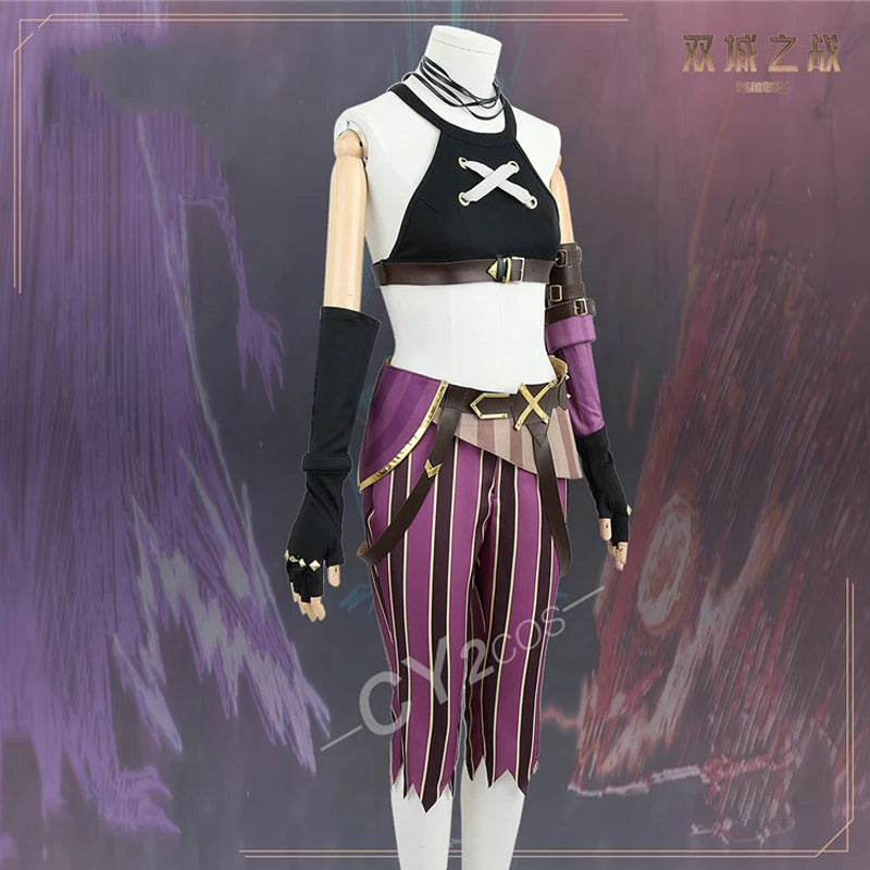 Anime LOL Arcane Cosplay Jinx Cosplay Costume Outfit Wig Shoe Tattoo League Of Legends Clothes Halloween Carnival Woman Sexy Set