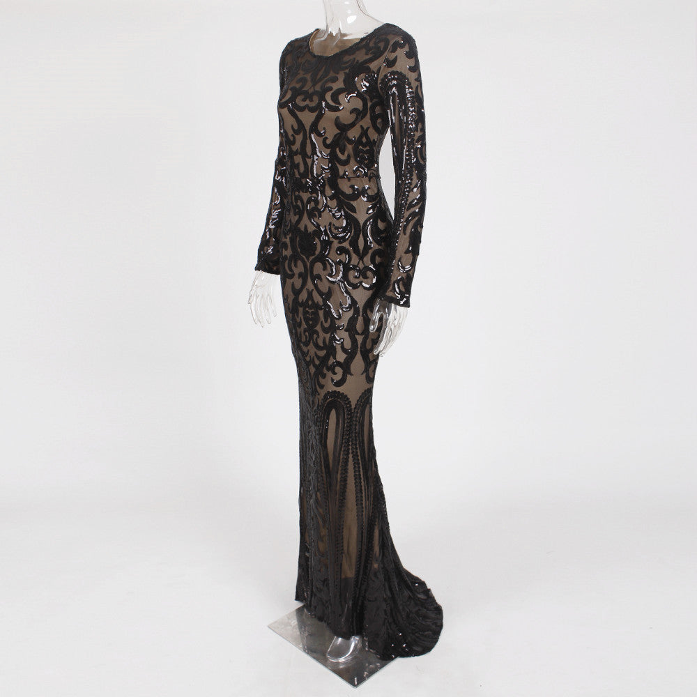 2024 Club Clothing Women Dress Summer Bandage Dress Evening Party Sexy Floor-Length Garment Sleeves O-Neck