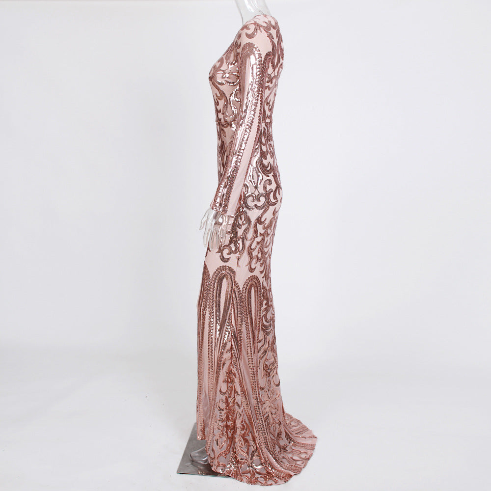 2024 Club Clothing Women Dress Summer Bandage Dress Evening Party Sexy Floor-Length Garment Sleeves O-Neck