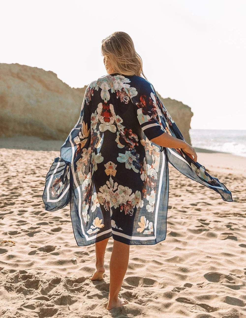 Boho Sexy Swimsuit Cover Up Beach Outing Fashion Print Bikini Cover-ups Kimono 2023 Women Beachwear Swimwear Pareo Woman Clothes