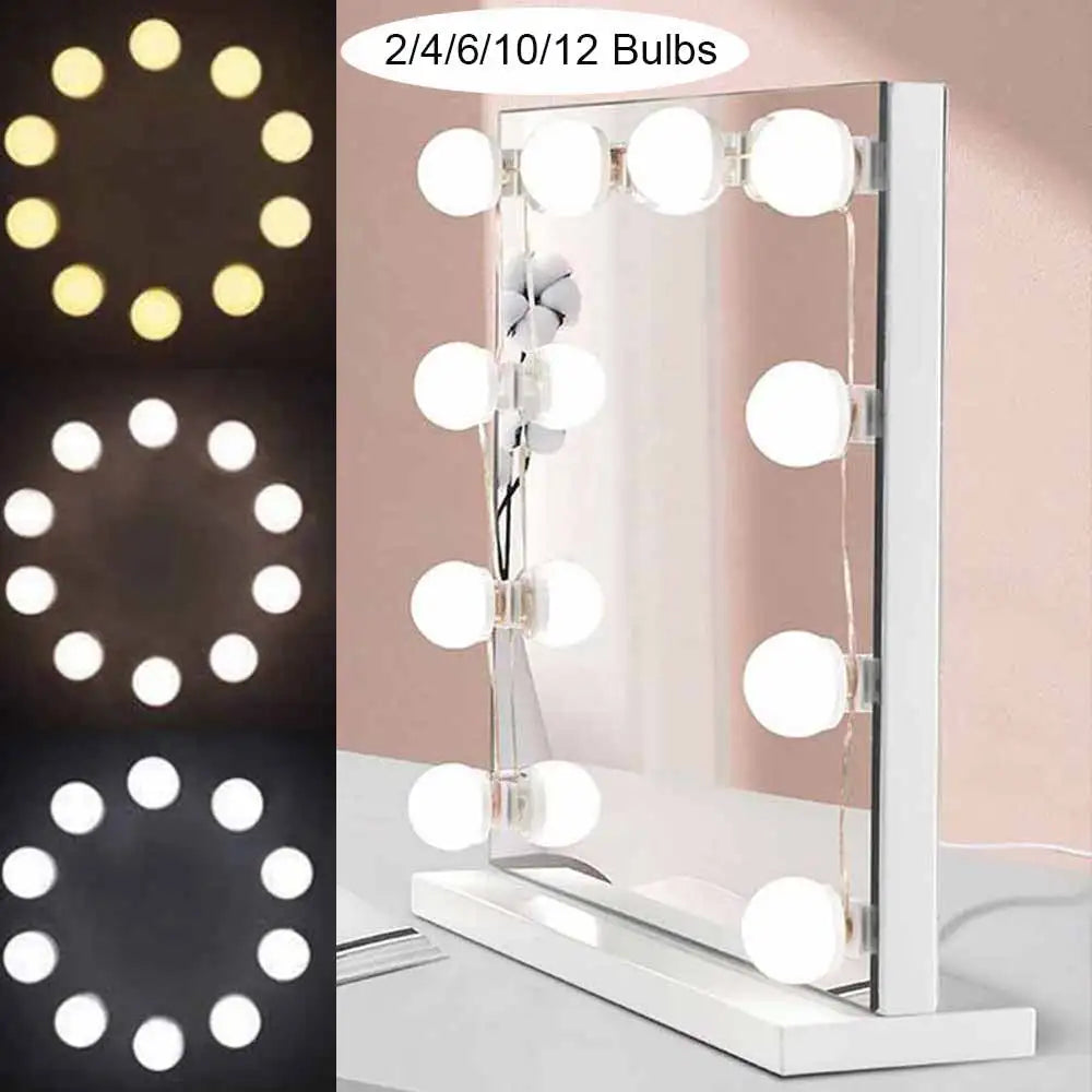 4/6/8/10/12/14pcs Makeup Mirror Light Set USB Dimmable Led Mirror Front Lamp for Bathroom Table Mirror Vanity Light Bulbs