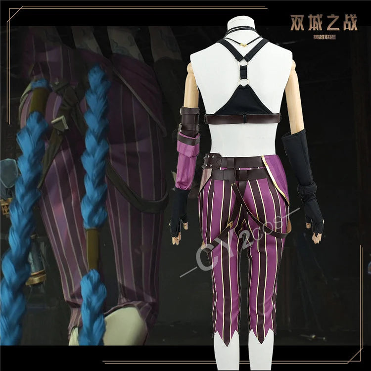 Anime LOL Arcane Cosplay Jinx Cosplay Costume Outfit Wig Shoe Tattoo League Of Legends Clothes Halloween Carnival Woman Sexy Set