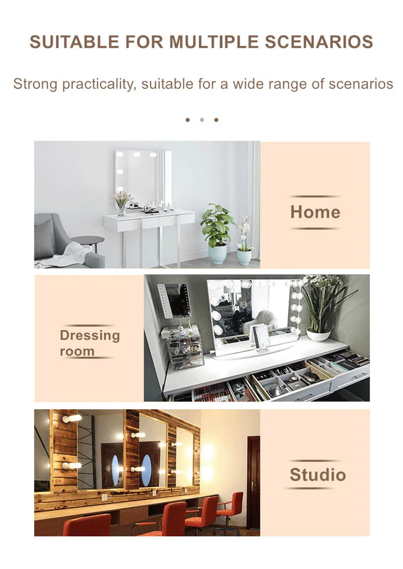 4/6/8/10/12/14pcs Makeup Mirror Light Set USB Dimmable Led Mirror Front Lamp for Bathroom Table Mirror Vanity Light Bulbs