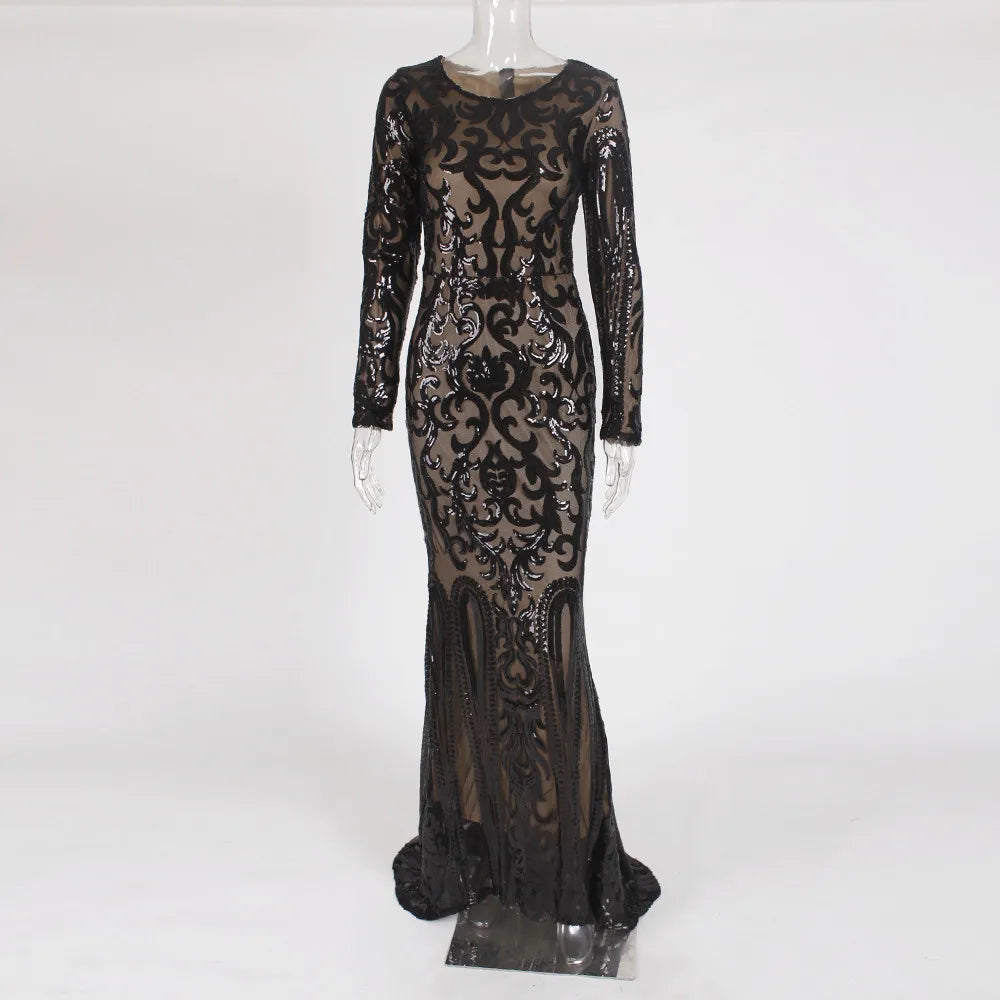 2024 Club Clothing Women Dress Summer Bandage Dress Evening Party Sexy Floor-Length Garment Sleeves O-Neck