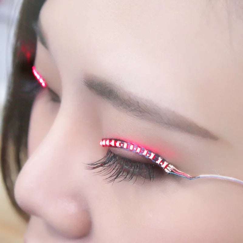 LED Light False Eye Lashes Luminous Shining Eyelash for Party Bar Makeup Eye Lash Eyelid False Eyelashes Unisex Luminous Eyelash