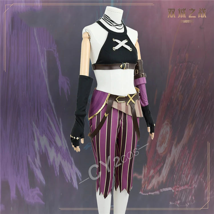 Anime LOL Arcane Cosplay Jinx Cosplay Costume Outfit Wig Shoe Tattoo League Of Legends Clothes Halloween Carnival Woman Sexy Set