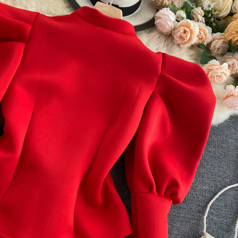 2020 Autumn Winter Women Blouse And Tops Half Turtleneck Puff Long Sleeve Front And Back 2 Ways Wear Slim Fashion Femme Shirts