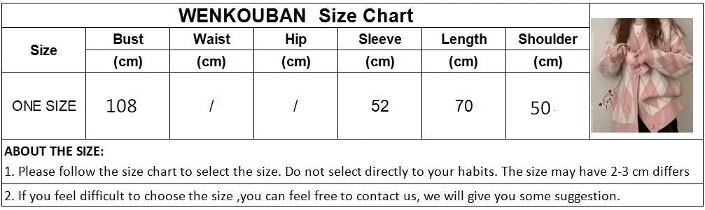 Argyle Cardigan Women Knitted Sweater Loose Single Breasted Students V-neck Lovely Knitwear Korean Oversize Cardigan Winter Tops