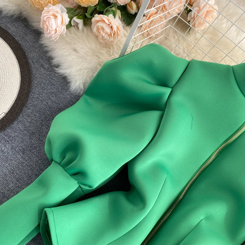 2020 Autumn Winter Women Blouse And Tops Half Turtleneck Puff Long Sleeve Front And Back 2 Ways Wear Slim Fashion Femme Shirts