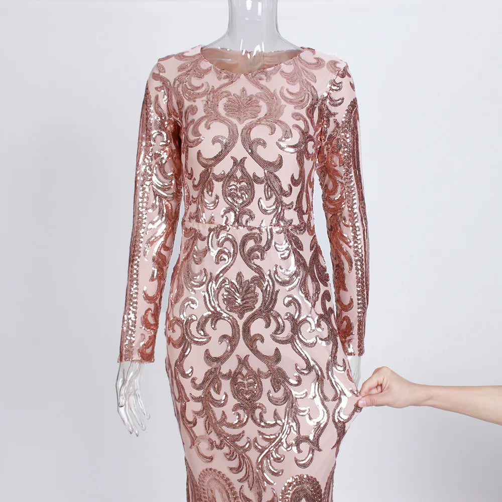 2024 Club Clothing Women Dress Summer Bandage Dress Evening Party Sexy Floor-Length Garment Sleeves O-Neck