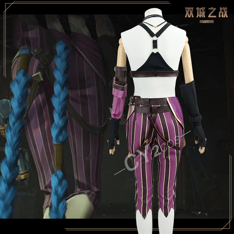 Anime LOL Arcane Cosplay Jinx Cosplay Costume Outfit Wig Shoe Tattoo League Of Legends Clothes Halloween Carnival Woman Sexy Set