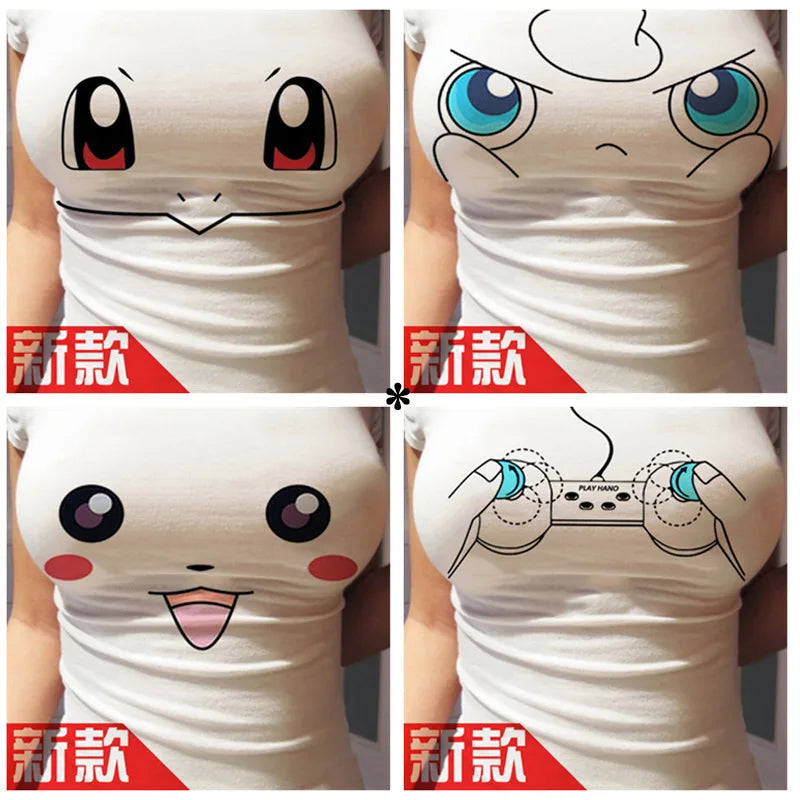 1PCS 3D Kawaii Face Big Eye Fashion Anime TShirts Casual Shirt Short Sleeve Summer Cartoon Tshirt Unisex New Birthday Gifts