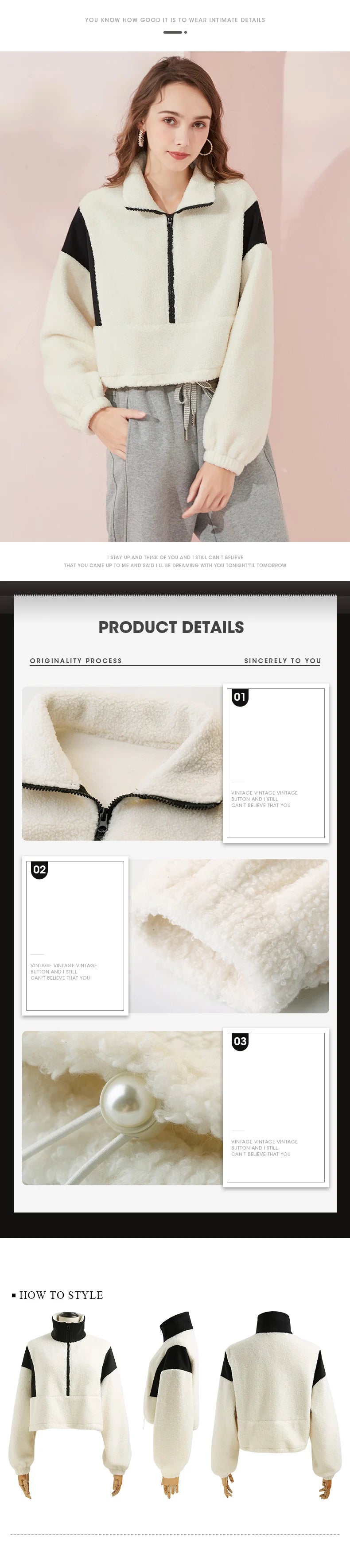 ARTKA 2021 Winter New Women Sweatshirt Fashion Casual Stand Collar Warm Lambswool Sweatshirt Thicken White Sweatshirts WA20210D