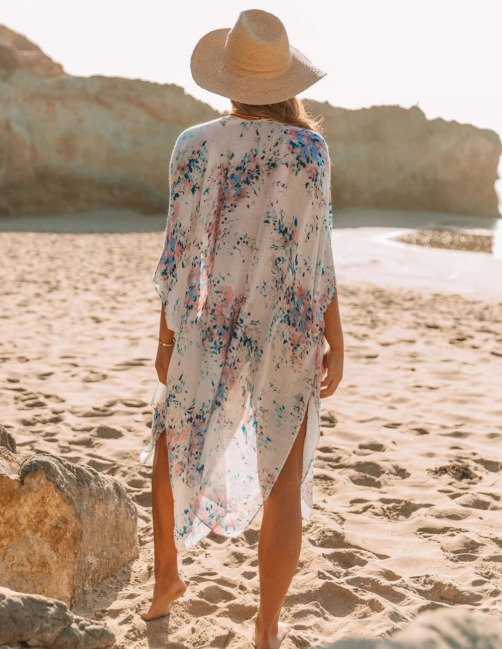 Boho Sexy Swimsuit Cover Up Beach Outing Fashion Print Bikini Cover-ups Kimono 2023 Women Beachwear Swimwear Pareo Woman Clothes
