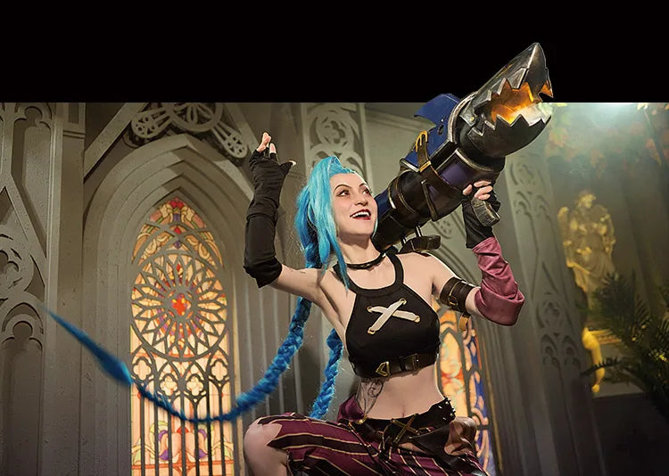 Anime LOL Arcane Cosplay Jinx Cosplay Costume Outfit Wig Shoe Tattoo League Of Legends Clothes Halloween Carnival Woman Sexy Set