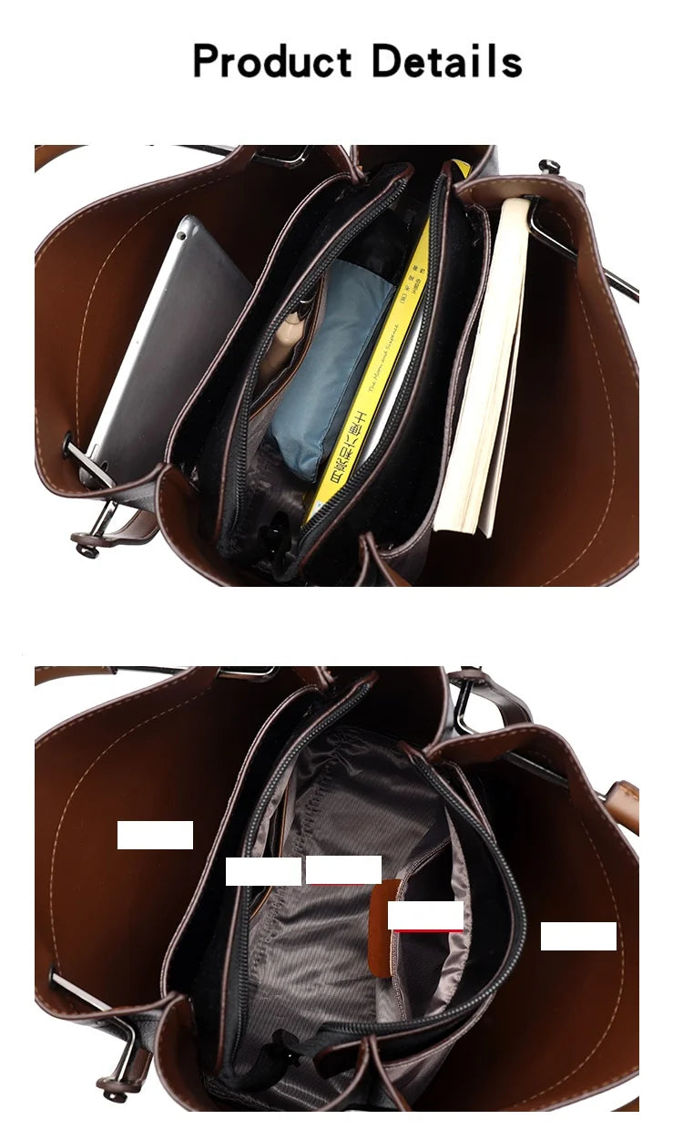 2025 Girl Daily Casual PU Leather Crossbody Shoulder Buckets Fashion Bags Large Capacity Crossbody Soft Shopping Ladies Handbags