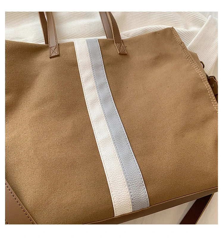 2025 New Style Student Women Bags Tote Canvas Daily Fashionable Multi-function High Capacity Leisure Books Soft Surface Simple