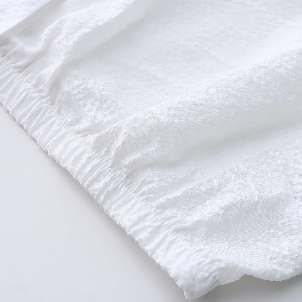 2023 Summer New Original Niche Design Women's White Cropped Shirts Crop Tops Cotton Short-sleeved Spicy Girl Short Blouse