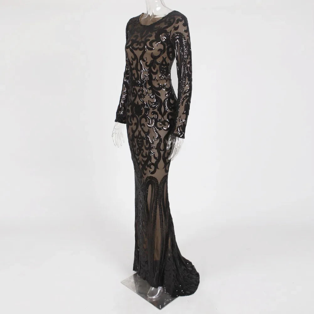 2024 Club Clothing Women Dress Summer Bandage Dress Evening Party Sexy Floor-Length Garment Sleeves O-Neck