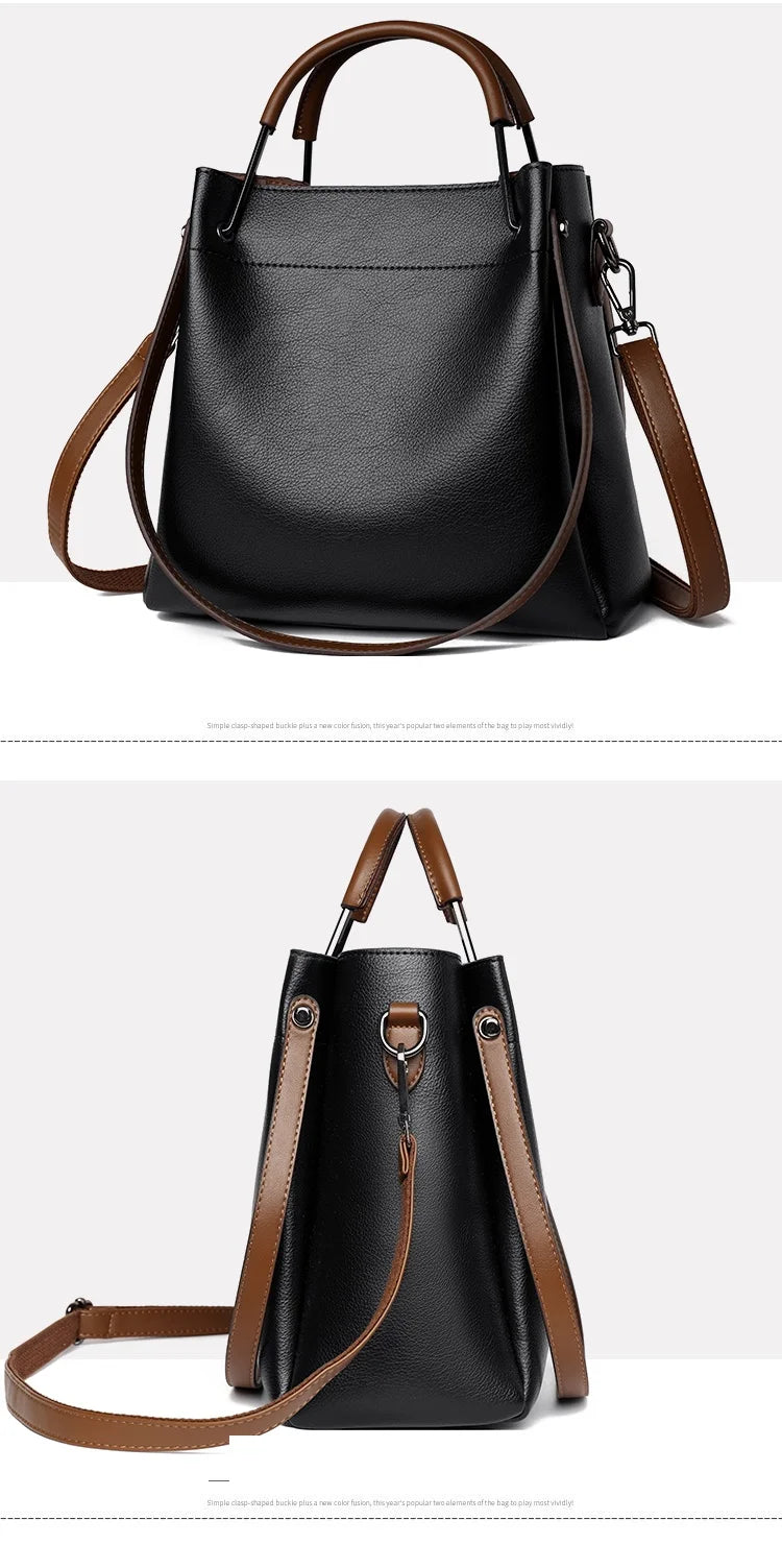 2025 Girl Daily Casual PU Leather Crossbody Shoulder Buckets Fashion Bags Large Capacity Crossbody Soft Shopping Ladies Handbags