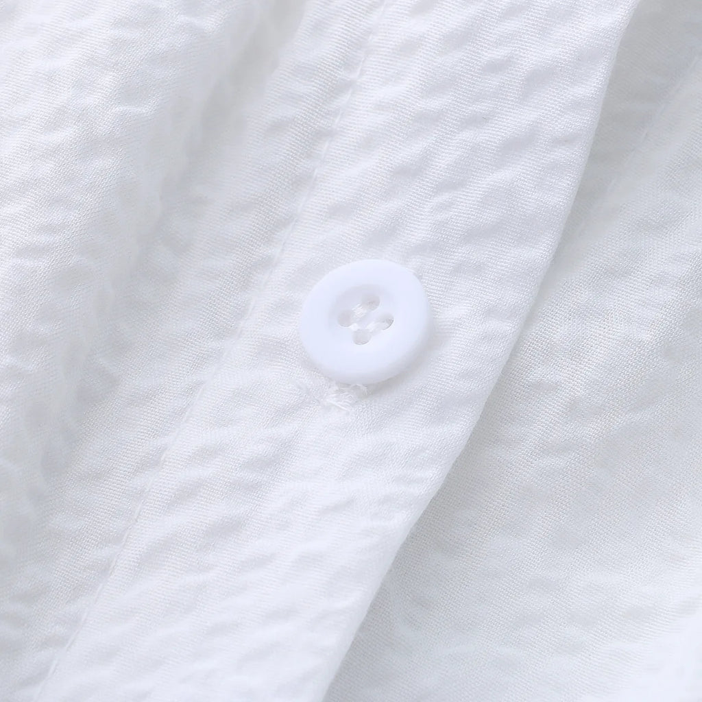 2023 Summer New Original Niche Design Women's White Cropped Shirts Crop Tops Cotton Short-sleeved Spicy Girl Short Blouse