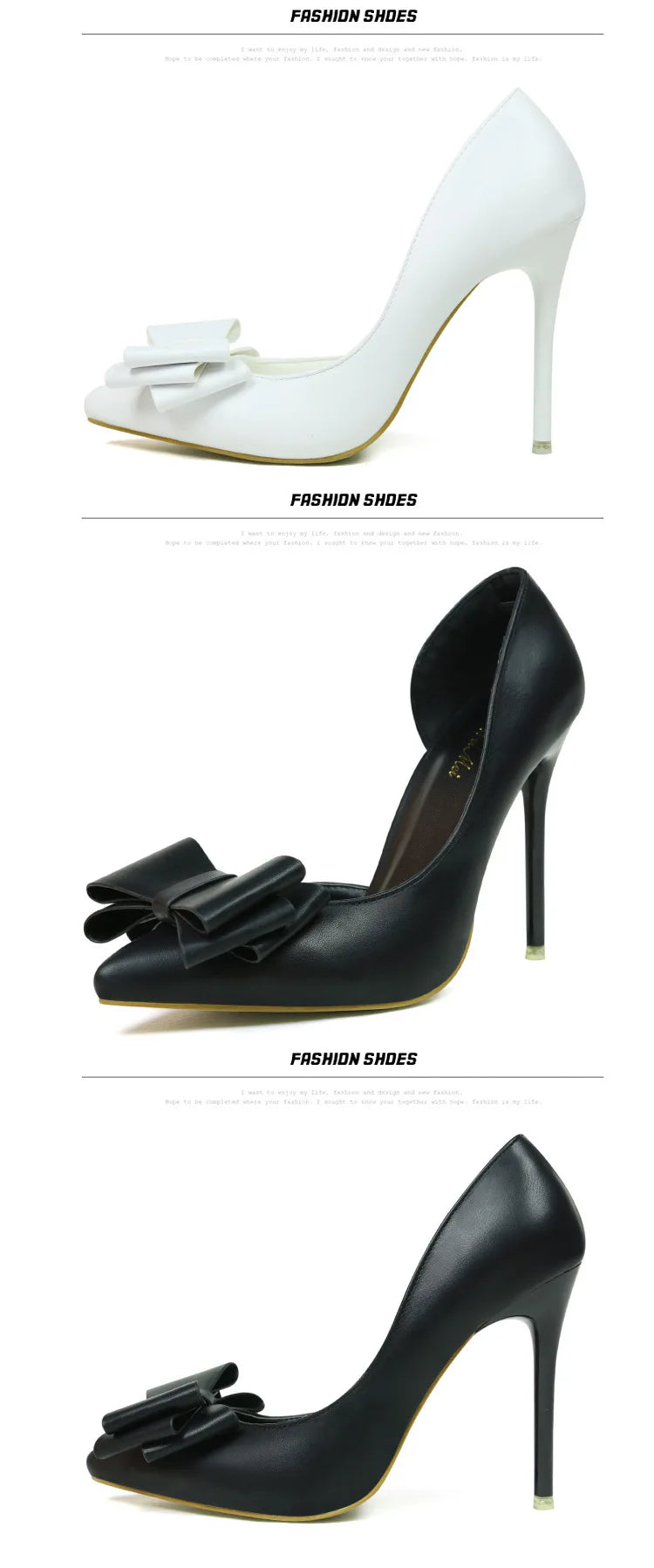 Korean Style Sweet Bow High Heels, Fashionable And Elegant Slim Heeled Women'S Shoes For The Office, Pointed  Sexy  Ladies Shoes