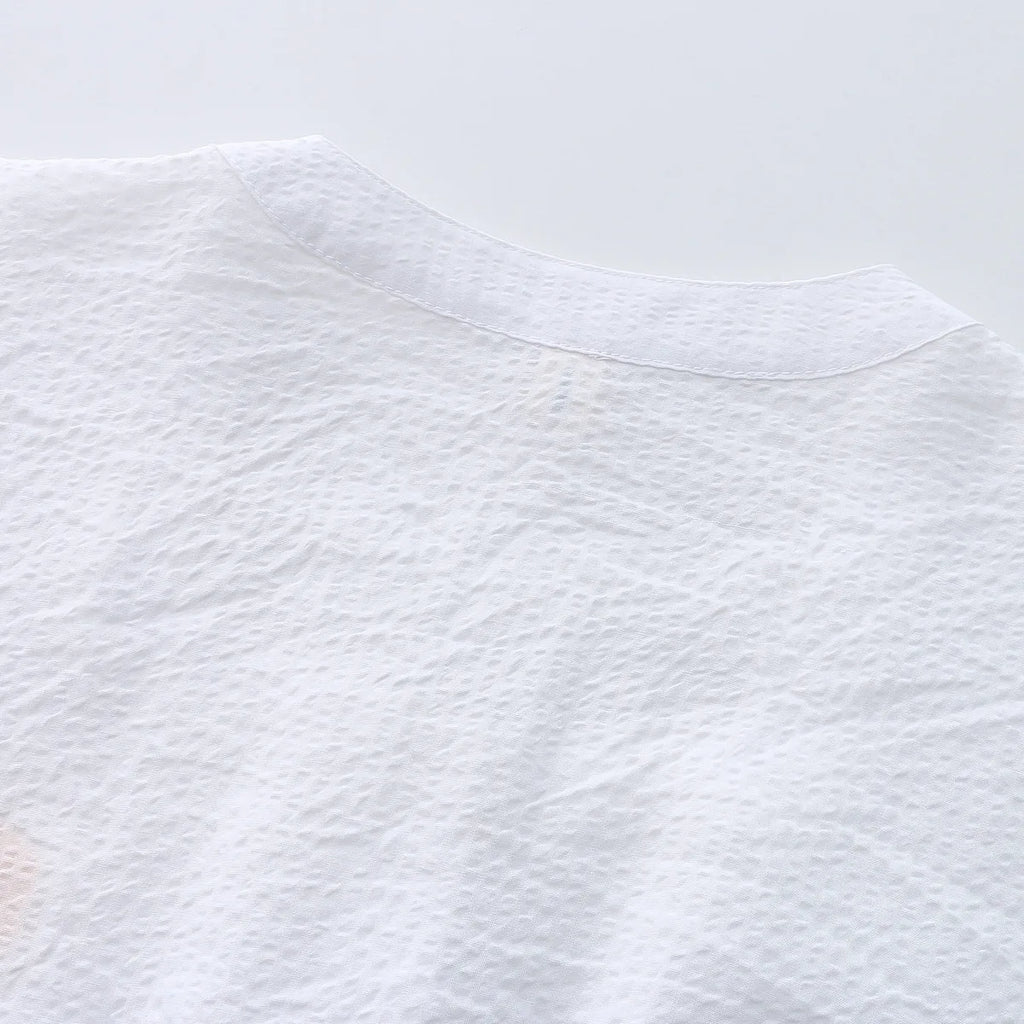 2023 Summer New Original Niche Design Women's White Cropped Shirts Crop Tops Cotton Short-sleeved Spicy Girl Short Blouse