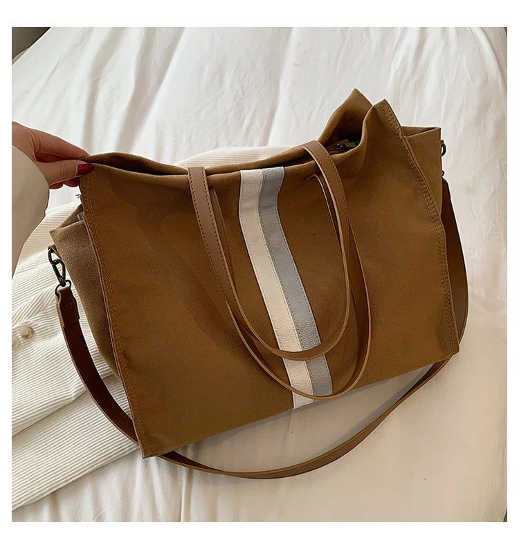 2025 New Style Student Women Bags Tote Canvas Daily Fashionable Multi-function High Capacity Leisure Books Soft Surface Simple