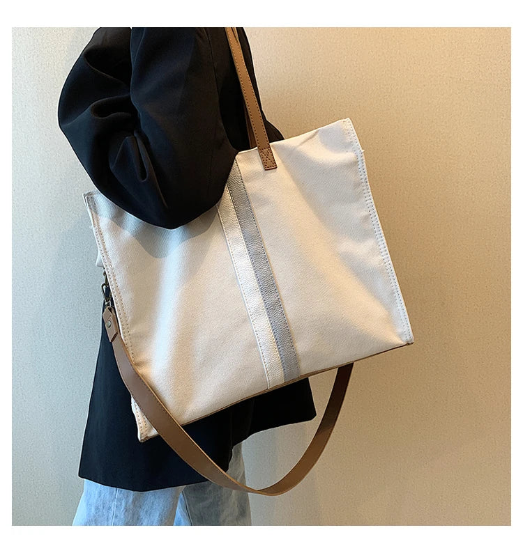 2025 New Style Student Women Bags Tote Canvas Daily Fashionable Multi-function High Capacity Leisure Books Soft Surface Simple