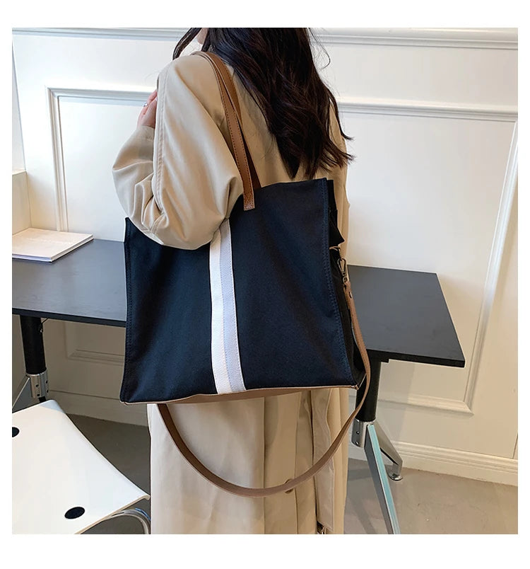 2025 New Style Student Women Bags Tote Canvas Daily Fashionable Multi-function High Capacity Leisure Books Soft Surface Simple