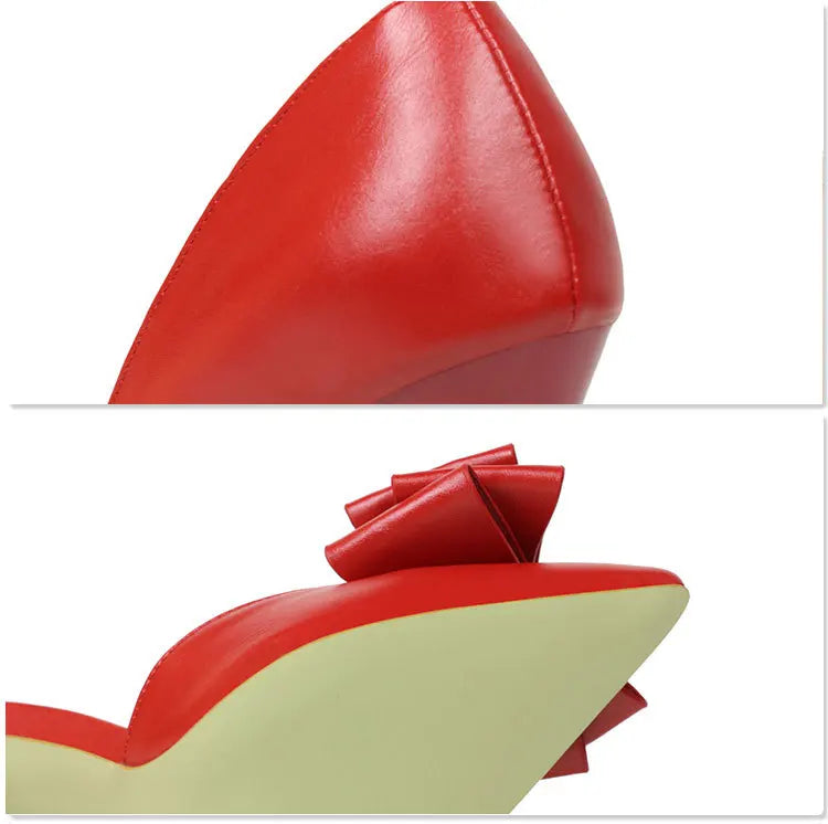 Korean Style Sweet Bow High Heels, Fashionable And Elegant Slim Heeled Women'S Shoes For The Office, Pointed  Sexy  Ladies Shoes
