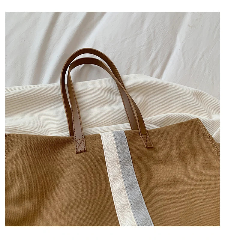 2025 New Style Student Women Bags Tote Canvas Daily Fashionable Multi-function High Capacity Leisure Books Soft Surface Simple