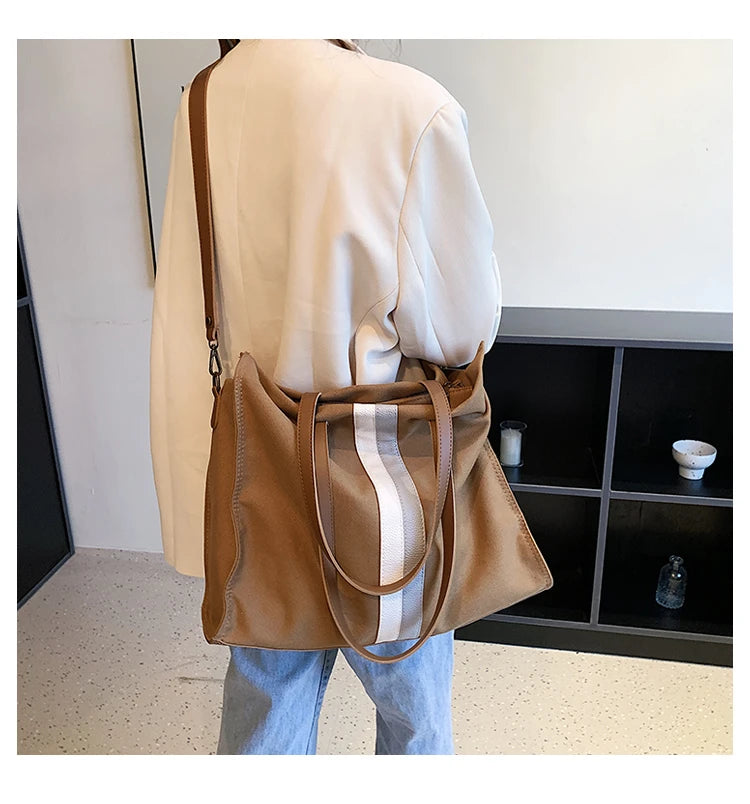 2025 New Style Student Women Bags Tote Canvas Daily Fashionable Multi-function High Capacity Leisure Books Soft Surface Simple
