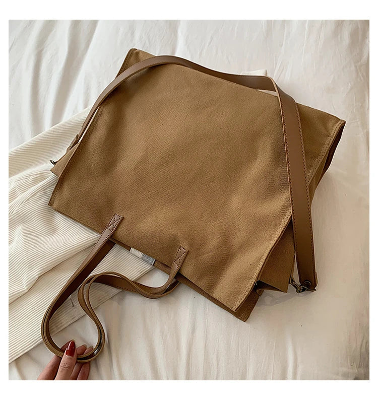 2025 New Style Student Women Bags Tote Canvas Daily Fashionable Multi-function High Capacity Leisure Books Soft Surface Simple