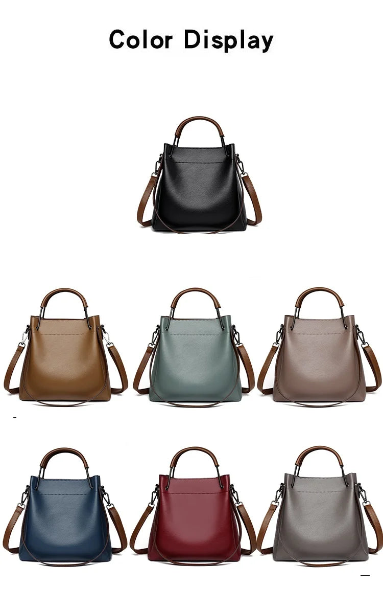 2025 Girl Daily Casual PU Leather Crossbody Shoulder Buckets Fashion Bags Large Capacity Crossbody Soft Shopping Ladies Handbags