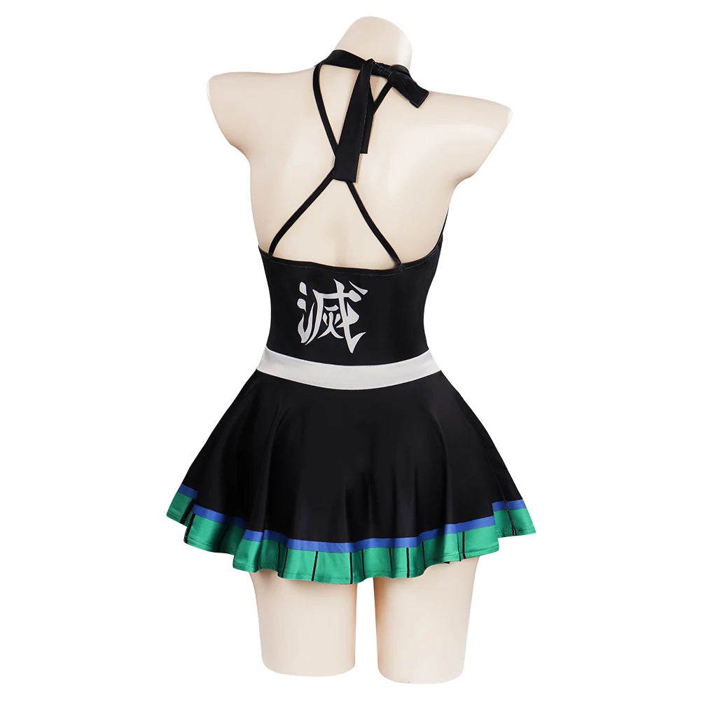 Anime Kanroji Mitsuri Cosplay Costume Kanroji Mitsuri Swimwear Swimsuit Outfits Dress For Girls