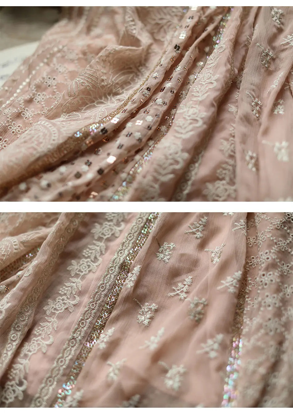 AIGYPTOS Spring Summer Women Pink Dress Vintage Elegant Slim Lace V-Neck Shiny Sequines Luxury Embroidery Party Birthday Dress