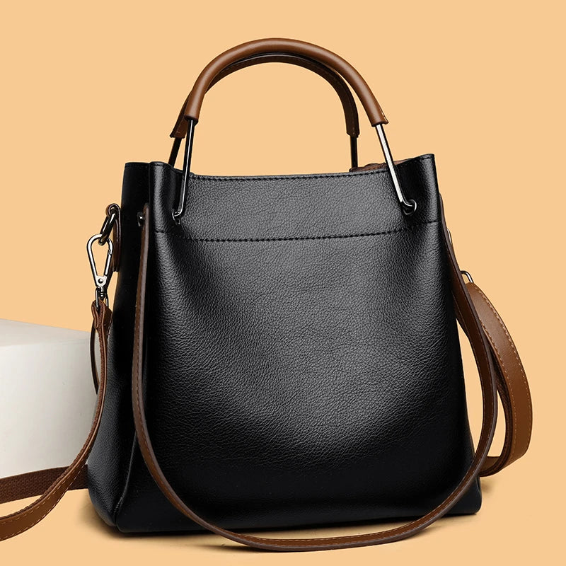 2025 Girl Daily Casual PU Leather Crossbody Shoulder Buckets Fashion Bags Large Capacity Crossbody Soft Shopping Ladies Handbags