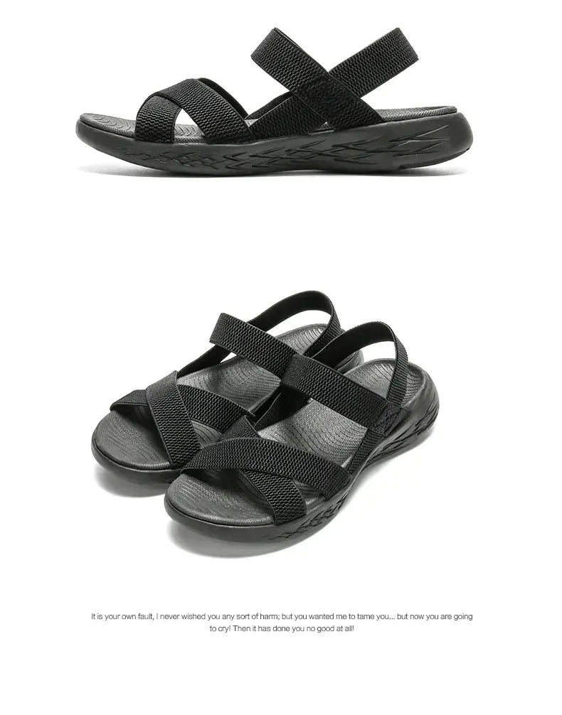 Women's Summer Sandals Casual Shoes Lightweight Breathable Comfortable Soft Soled Beach Shoes Soft Bottom Elastic Band Sandals