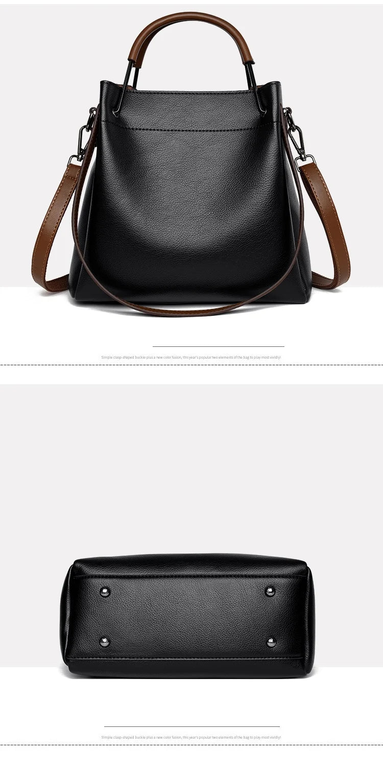 2025 Girl Daily Casual PU Leather Crossbody Shoulder Buckets Fashion Bags Large Capacity Crossbody Soft Shopping Ladies Handbags