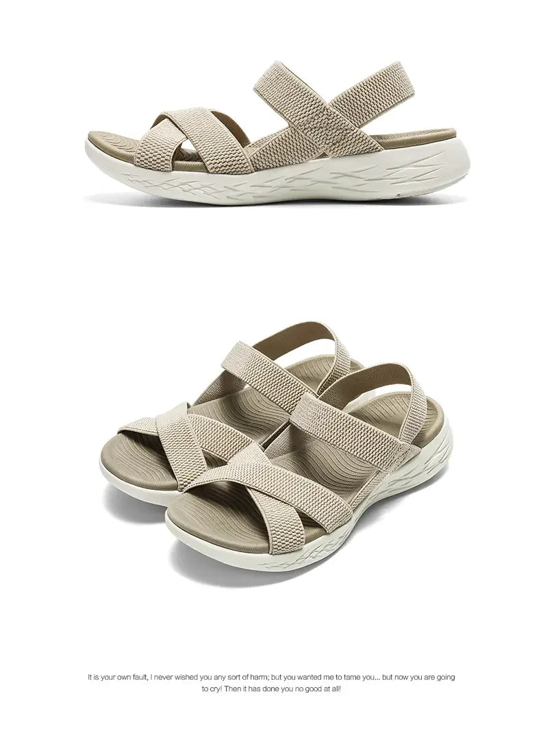 Women's Summer Sandals Casual Shoes Lightweight Breathable Comfortable Soft Soled Beach Shoes Soft Bottom Elastic Band Sandals