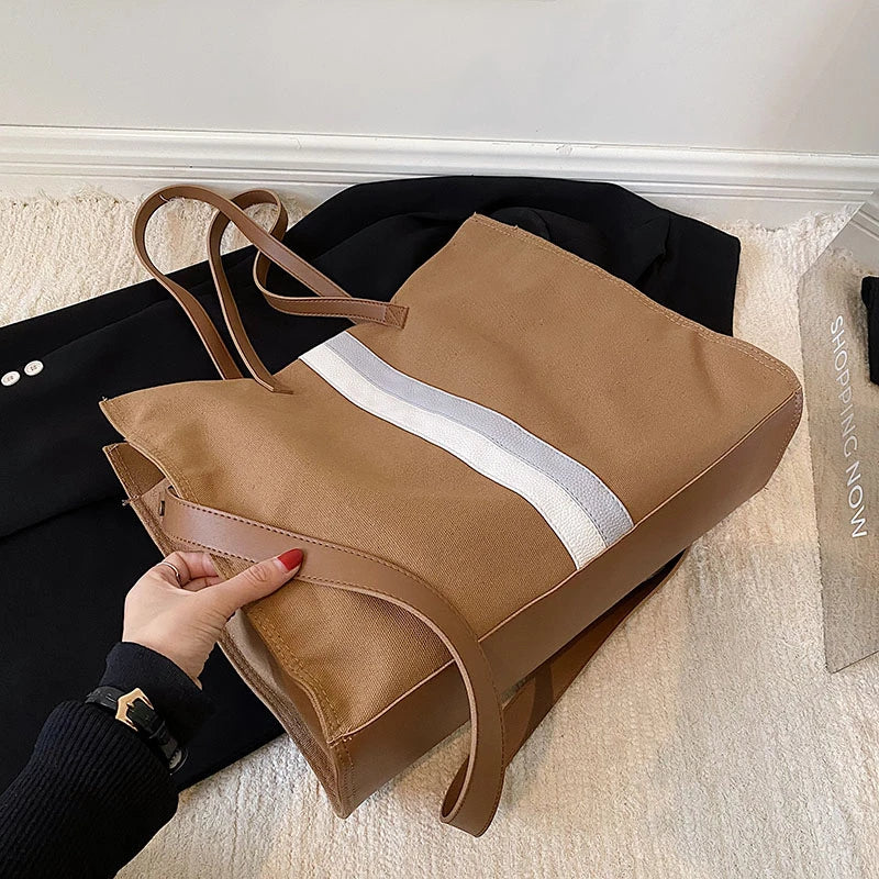 2025 New Style Student Women Bags Tote Canvas Daily Fashionable Multi-function High Capacity Leisure Books Soft Surface Simple